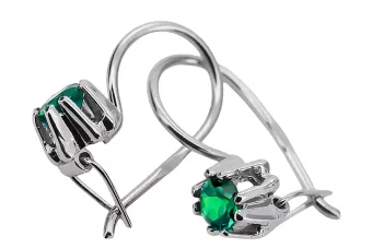 Стерлингово сребро 925 14k 583 Emerald Обеци vec053s Руски Съветски СССР Винтидж бижута Ар-деко style